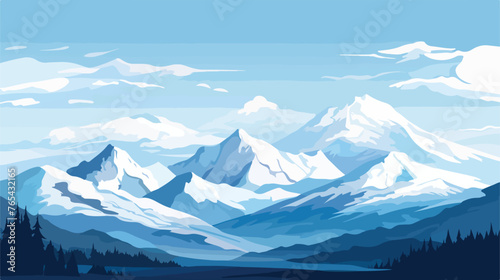  A majestic mountain range with snow-capped peaks. fla
