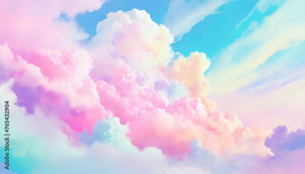 Pastel-colored bright dreamy clouds.