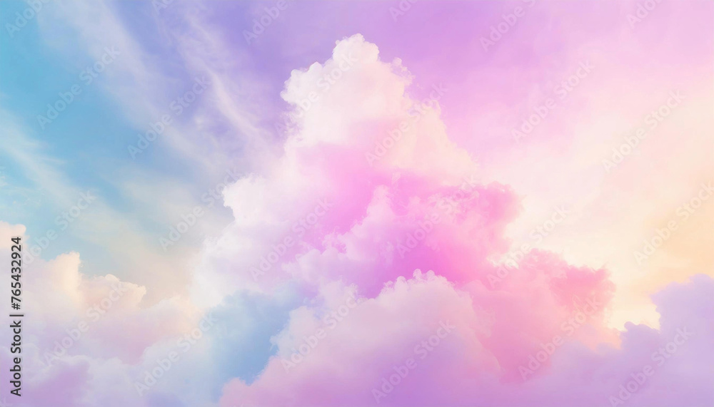 Pastel-colored bright dreamy clouds.