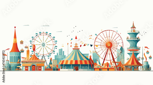 Aliha34 A whimsical carnival with colorful rides and attractive