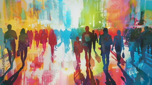 The concept of population is visually portrayed through colorful silhouettes.