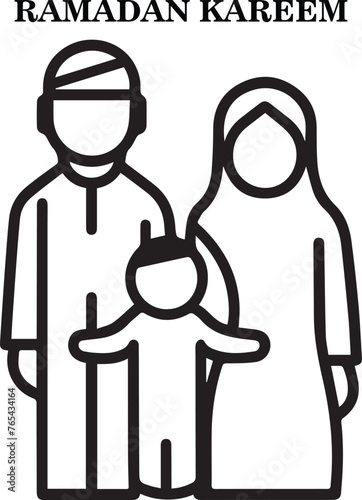 Vector illustration of a Muslim family 