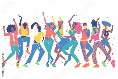International Dance Day. banner with different dance moves on white background. horizontal banner