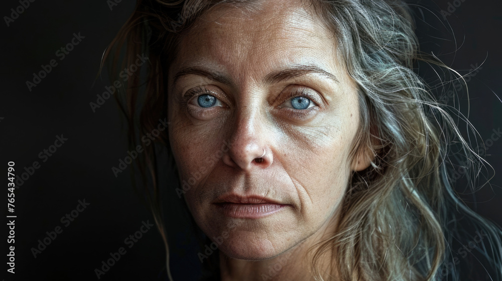 Beautiful woman 50s with gray hair. Elderly pensioner portrait on black isolated background. Pretty old lady face. Aging skin care. Retired senior person with wrinkles. Natural beauty concept. Grandma Beautiful woman 50s with gray hair. Elderly pensioner portrait on black isolated background. Pretty old lady face. Aging skin care. Retired senior person with wrinkles. Natural beauty concept. Grandma