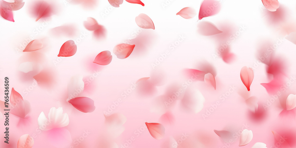 Pink cherry blossom petals flying in the air white background.banner. Pink cherry blossom petals flying in the air white background.banner.