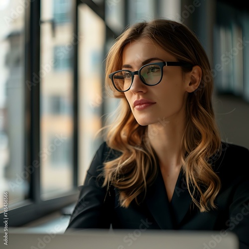 Photography of a pretty smart woman works in an office