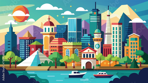 vector art style city environments vector .eps