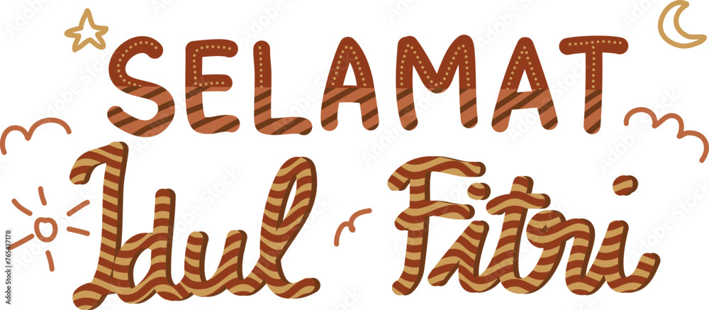 Fototapeta premium Selamat Idul Fitri cute text