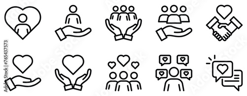 support icon line style set collection