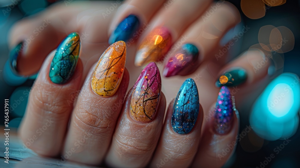 woman's nails with manicure woman's nails with manicure