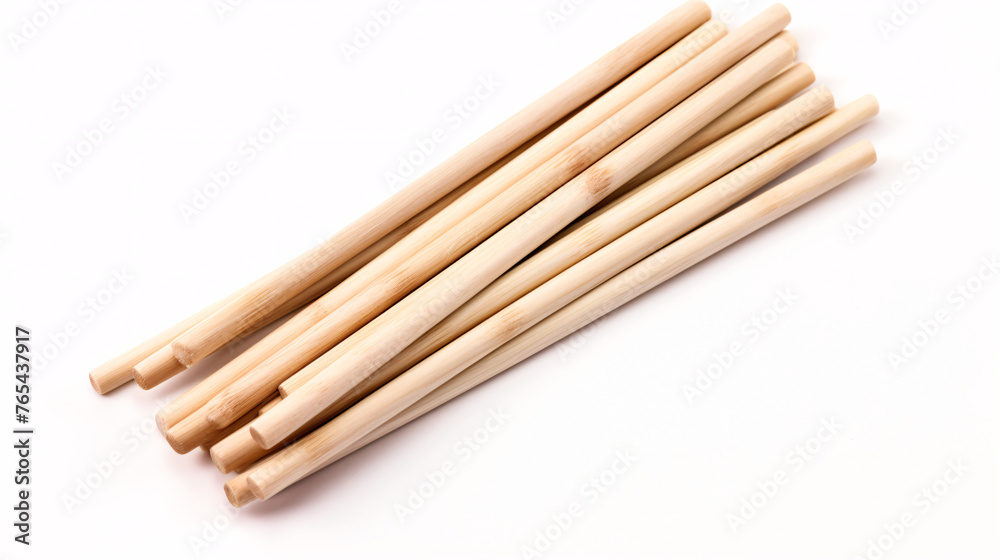 Wooden toothpicks isolated on white background, studio shot.