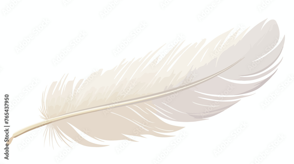 Fluffy White Feathers Flat vector isolated on white background