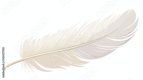 Fluffy White Feathers Flat vector isolated on white background