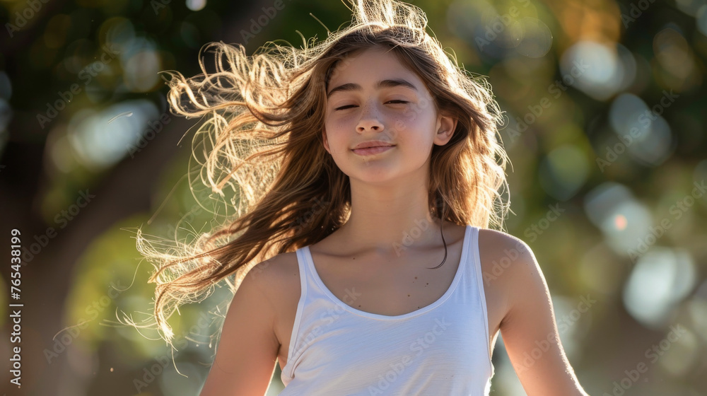 Radiant Dance: Teen in White Tank Top at Summer Party
Radiant Dance: Teen in White Tank Top at Summer Party