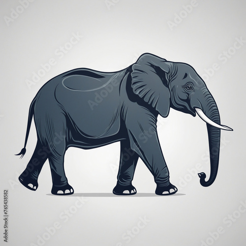 flat   logo of big animal  elephants  colorful background