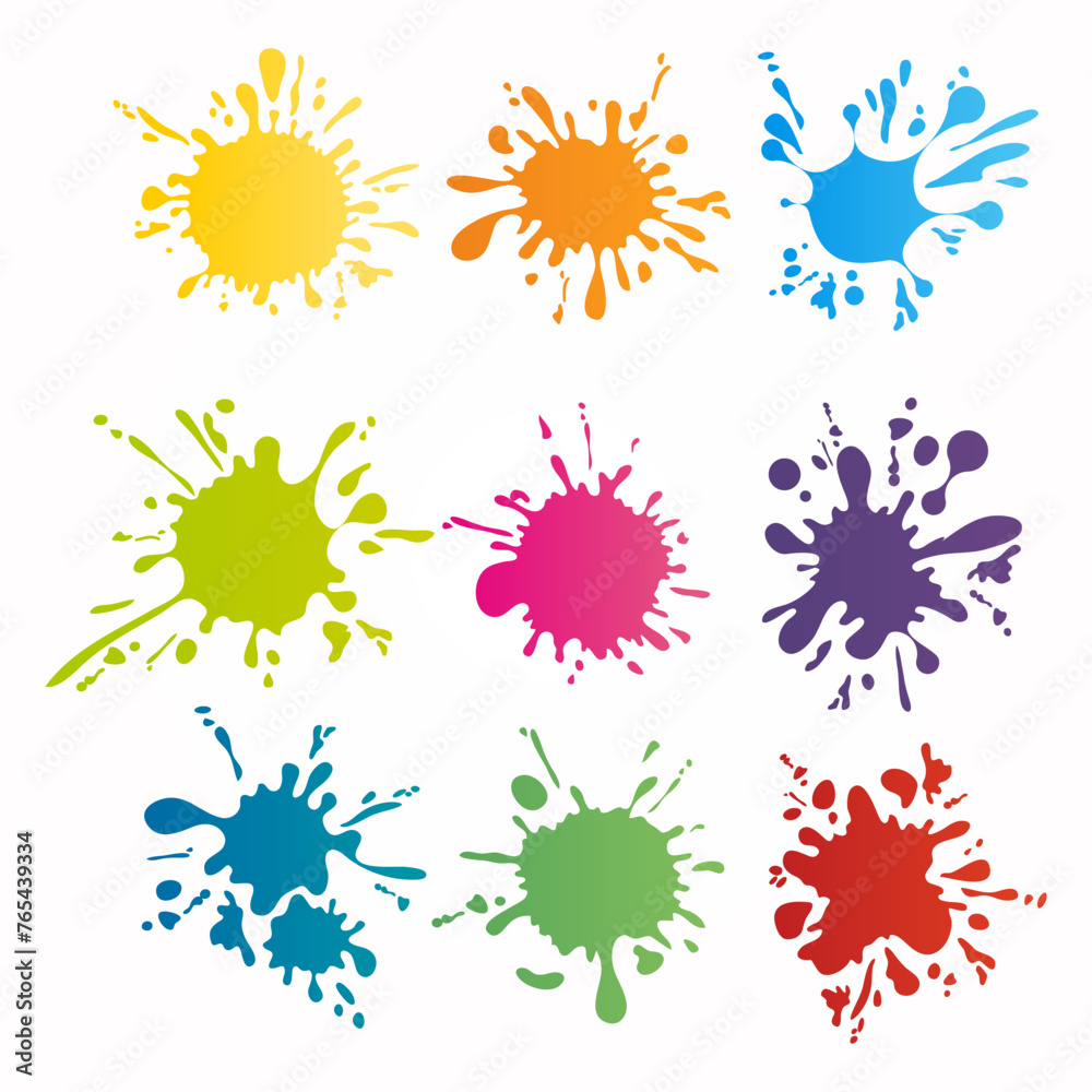 colorful ink spots set splash splatter abstract shape vector illustration colorful ink spots set splash splatter abstract shape vector illustration