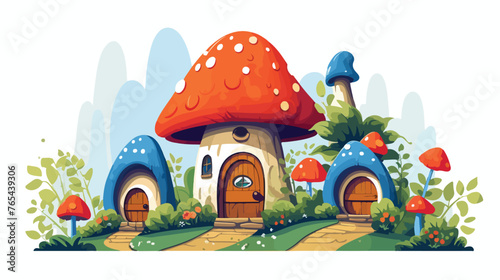  Gnome Home Flat vector isolated on white background 