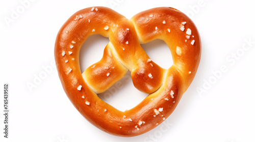 Bavarian pretzel isolated on white background, top view.