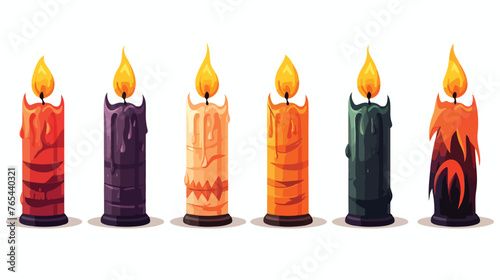  Halloween Candles Flat vector isolated on white background