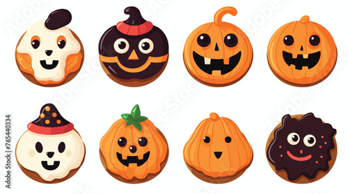  Halloween Candy Cookies Flat vector 