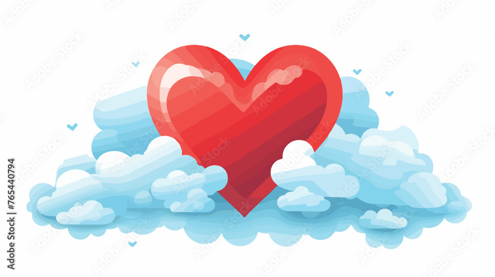  Heart Cloud  Flat vector isolated on white background