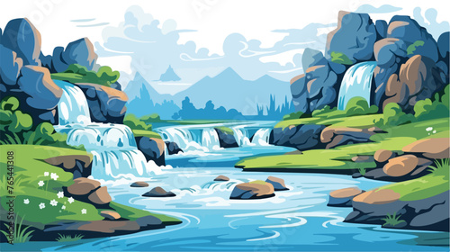 Lokii34 Illustration of beautiful fantasy river landscape 