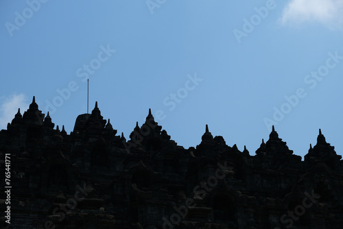 Silhouette of Borobudur Buddhist Temple, UNESCO World Heritage Site, Java, Indonesia