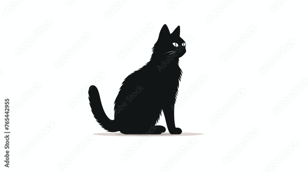 Cat silhouette. Vector silhouette of cat on white background