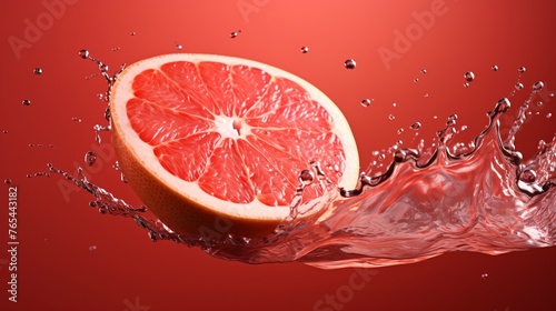 a grapefruit with water splashing