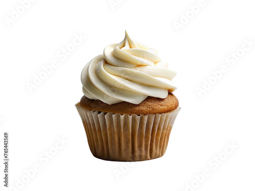 Cupcake with cream isolated on transparent background.