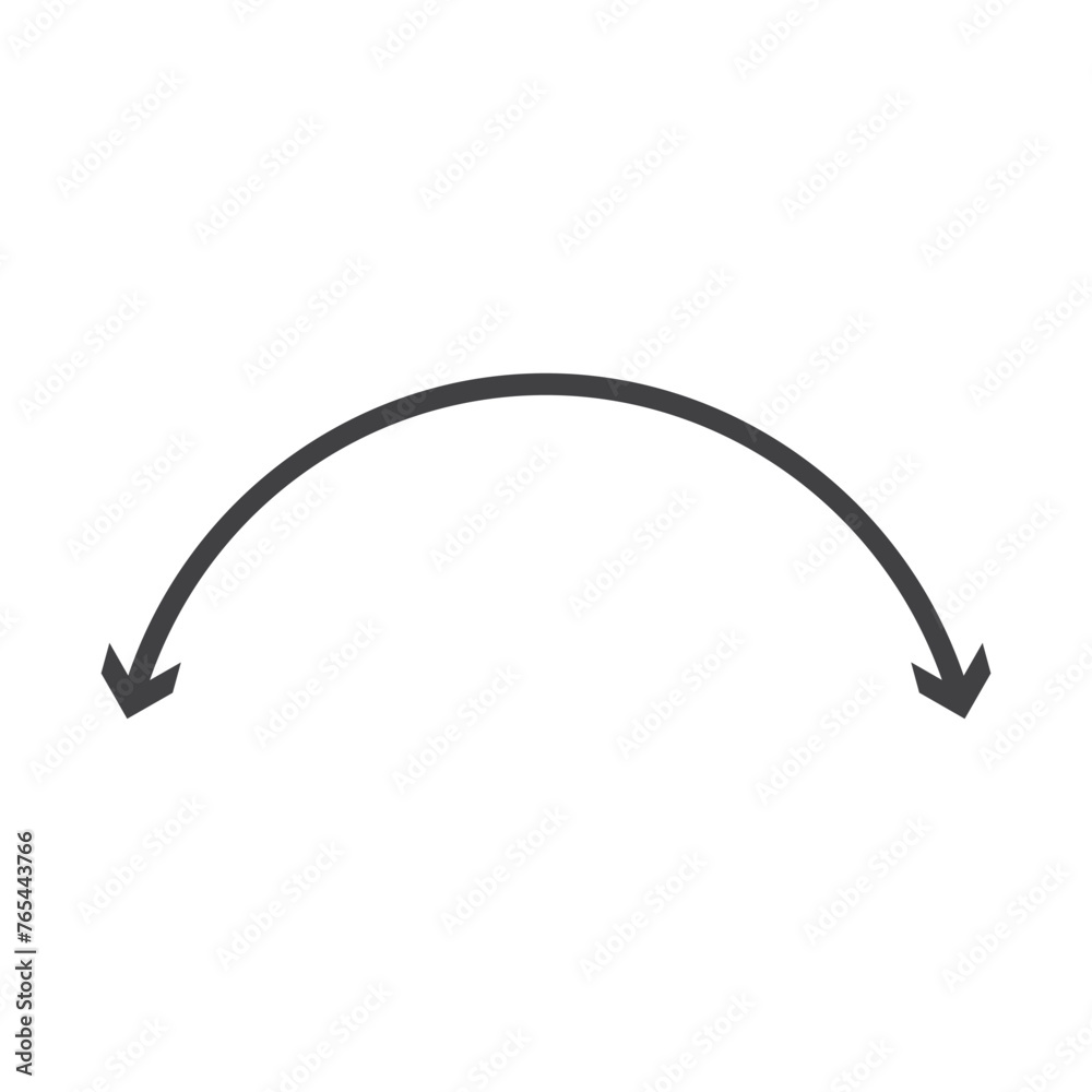 Fototapeta premium Semicircular curved thin long double ended arrow with background.