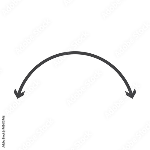 Semicircular curved thin long double ended arrow with background.