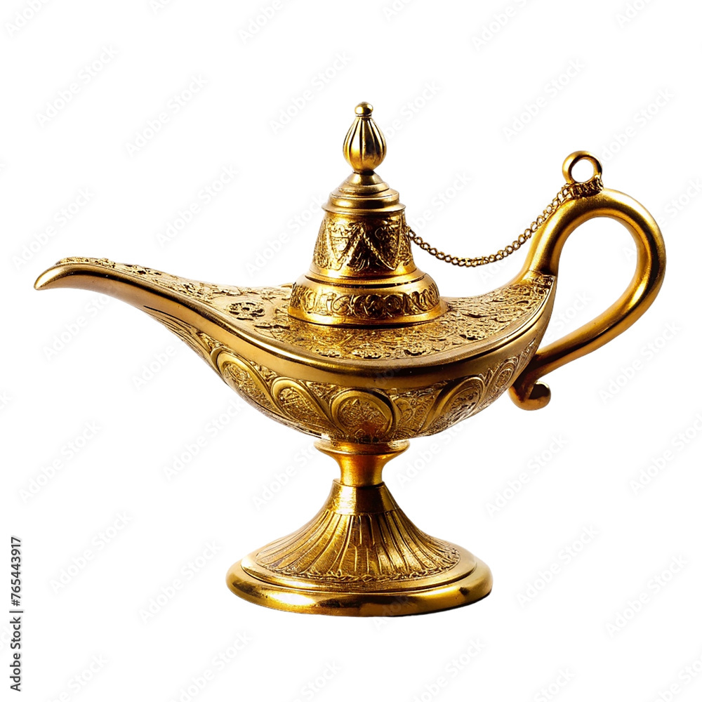 Golden magic lamp isolated on a transparent background. Golden magic lamp isolated on a transparent background.