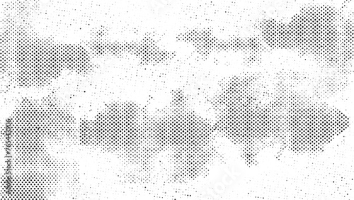 Vector distressed halftone pattern. Grunge halftone black and white. Background pattern gray scale monochrome. Texture black and white vintage. Dark monochrome background for design
