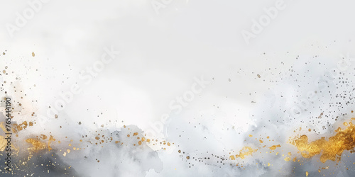 clouds watercolor with gold on white backround, banner © Planetz