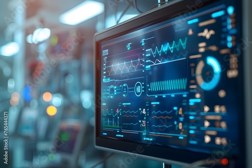 Wallpaper Mural Digital medical monitor displaying vital signs data and analytical charts Torontodigital.ca