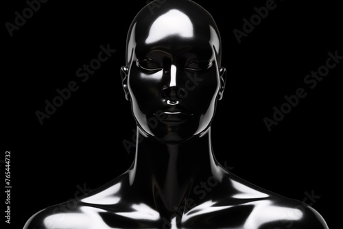 a black mannequin with a black background
