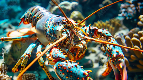 Close Up of a Lobster in an Aquarium photo