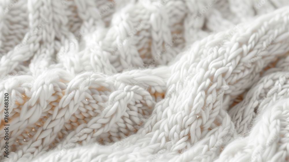 A Close-up of White Knitted Fabric A Close-up of White Knitted Fabric