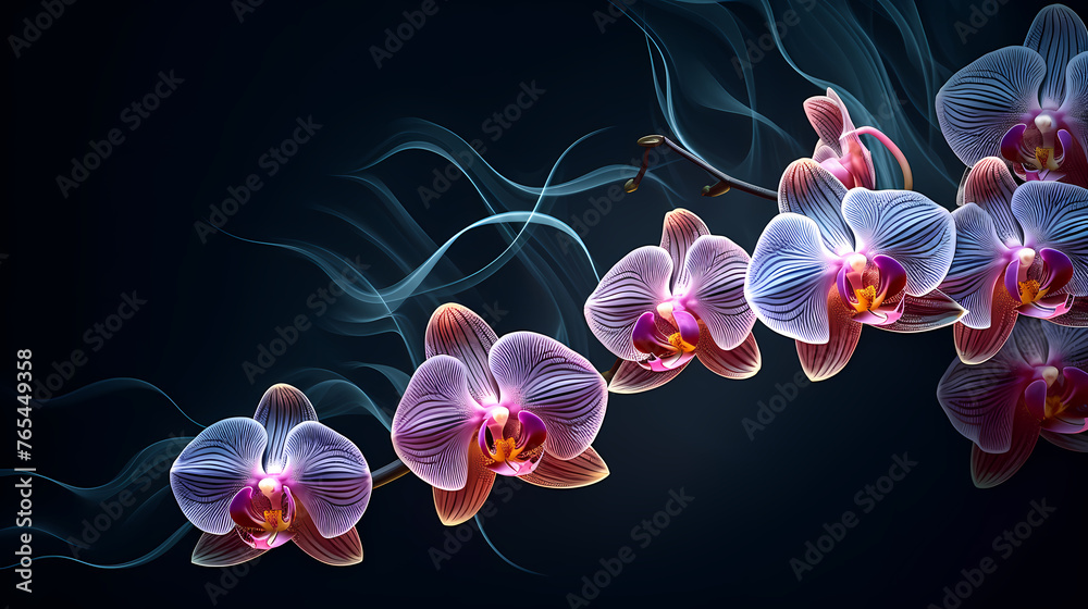 Obraz premium Orchid with solid color background and empty copy space