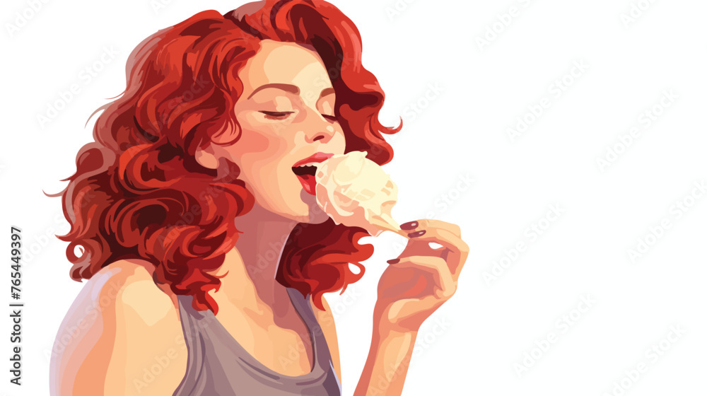 Lokii34 woman licking a ice cream Flat vector