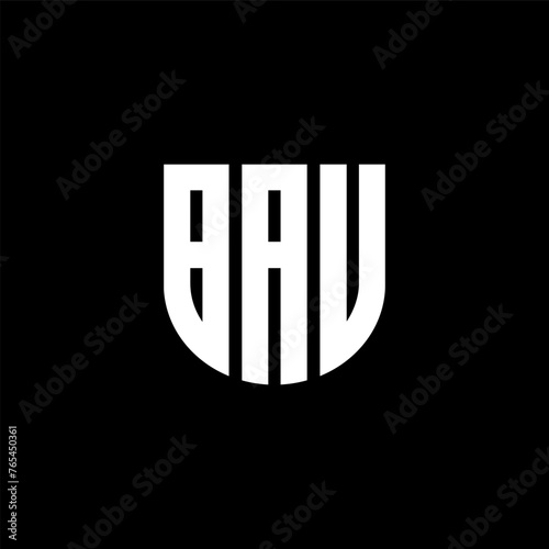 BAU letter logo design with black background in illustrator, cube logo, vector logo, modern alphabet font overlap style. calligraphy designs for logo, Poster, Invitation, etc.