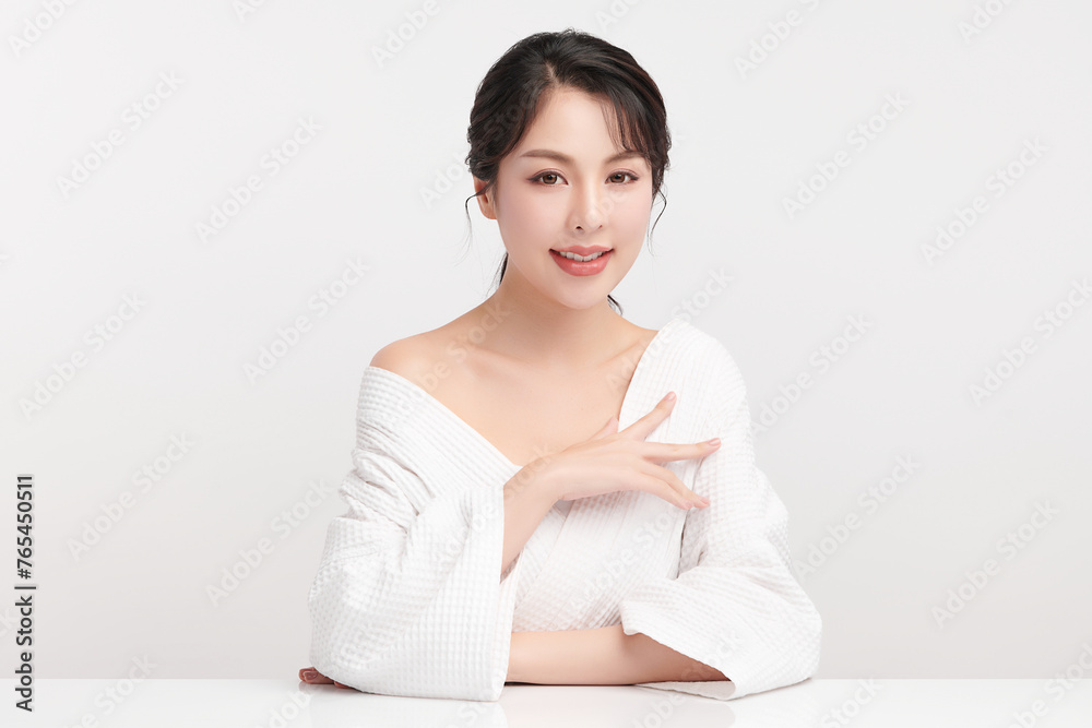 Beautiful young asian woman with clean fresh skin on white background, Face care, Facial treatment, Cosmetology, beauty and spa, Asian women portrait. Beautiful young asian woman with clean fresh skin on white background, Face care, Facial treatment, Cosmetology, beauty and spa, Asian women portrait.