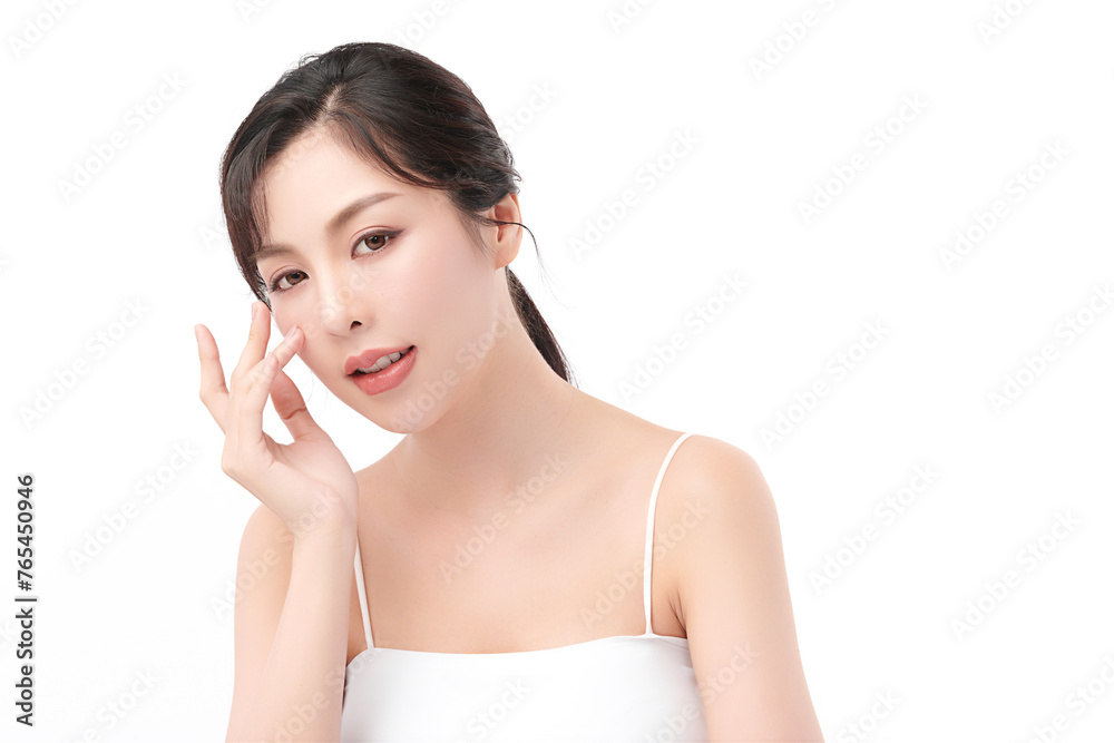 Beautiful young asian woman with clean fresh skin on white background, Face care, Facial treatment, Cosmetology, beauty and spa, Asian women portrait. Beautiful young asian woman with clean fresh skin on white background, Face care, Facial treatment, Cosmetology, beauty and spa, Asian women portrait.