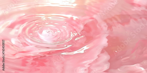 A soft pink background with swirling water ripples    for product packaging design. banner  pink rose petals background