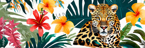 Eye-catching leopard and tropical flowers  great for marketing in fashion  beauty  and home d  cor sectors.