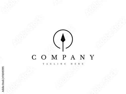 spear weapon arrowhead with circle logo design photo