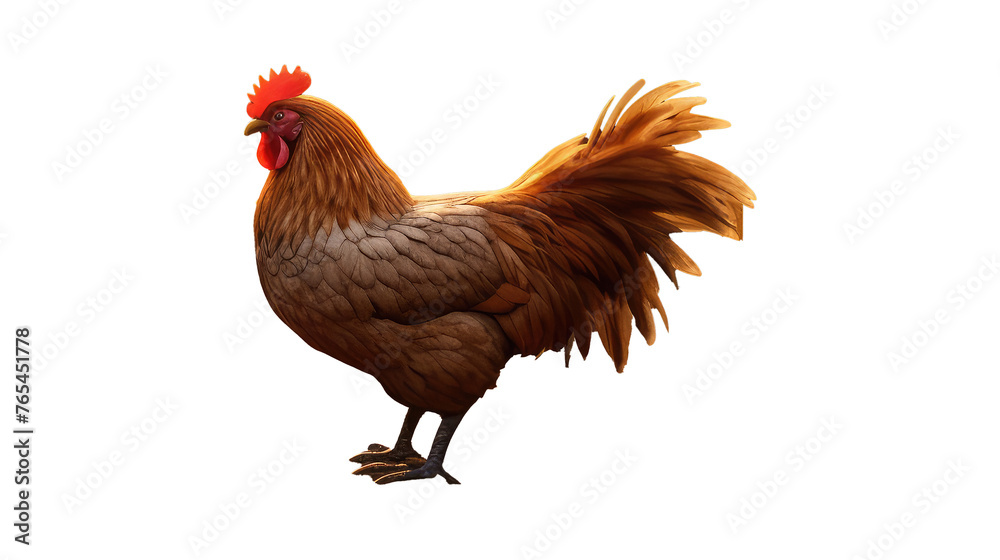 chicken looking isolated on white