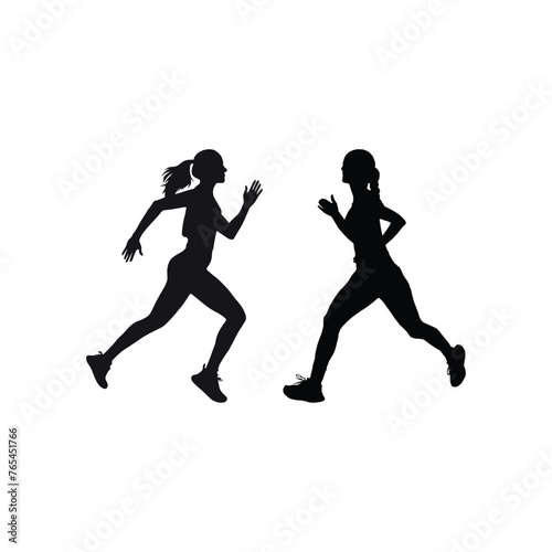 Women run sports silhouette 
