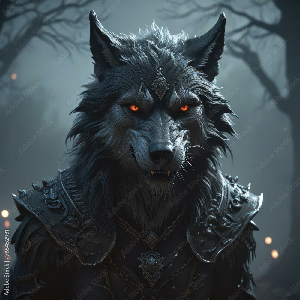 wolf in the night or wolf howling at night
